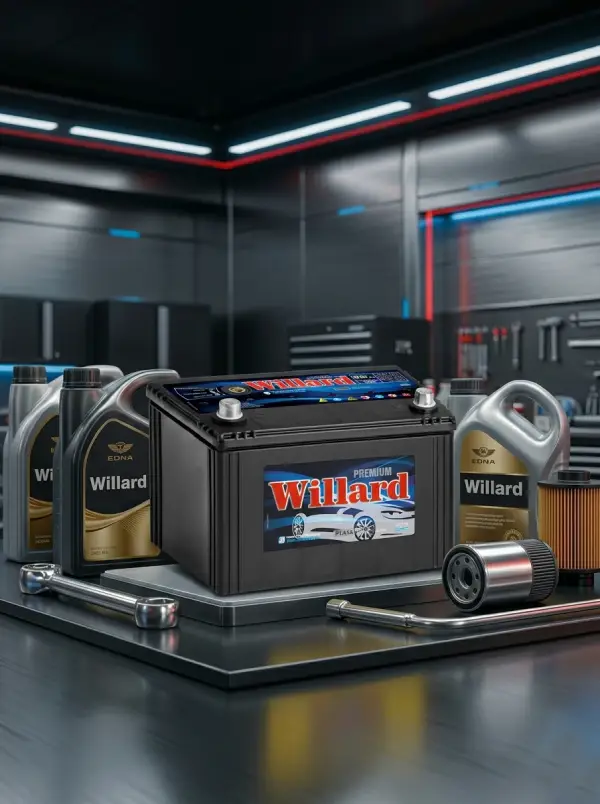 Batería automotriz Willard de alto rendimiento para autos, motos y utilitarios, con carcasa resistente, terminales metálicos reforzados y diseño duradero para arranque confiable en todo tipo de condiciones.